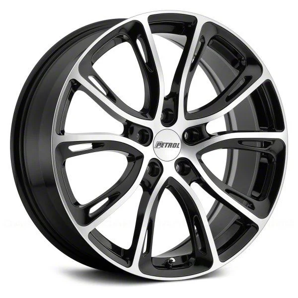 Petrol P5A Gloss Black Machined Wheel; 18x8; 40mm Offset (21-26 Mustang Mach-E, Excluding GT)