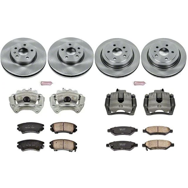 PowerStop OE Replacement Brake Rotor, Pad and Caliper Kit; Front and Rear (10-15 Camaro LS, LT)