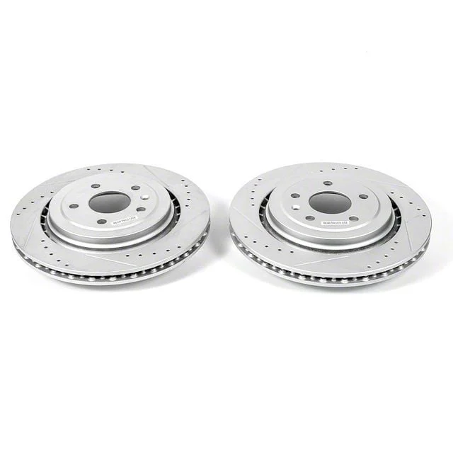 PowerStop Evolution Cross-Drilled and Slotted Rotors; Rear Pair (14-19 Corvette C7 Stingray w/ Standard JL9 Brake Package)