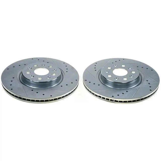 PowerStop Evolution Cross-Drilled and Slotted Rotors; Rear Pair (20-26 Corvette C8 Stingray w/ Z51 Brake Package)