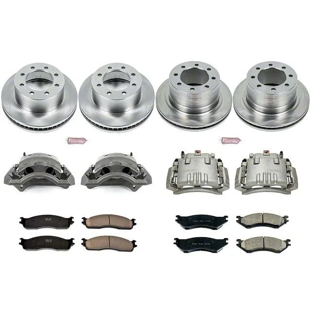 PowerStop OE Replacement 8-Lug Brake Rotor, Pad and Caliper Kit; Front and Rear (03-08 RAM 2500)