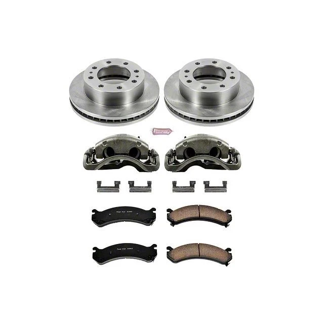 PowerStop OE Replacement 8-Lug Brake Rotor, Pad and Caliper Kit; Front (01-10 Sierra 2500 HD)
