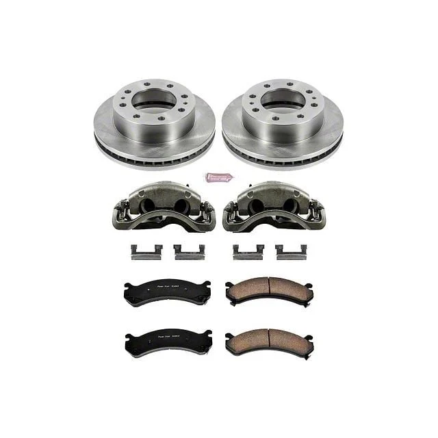 PowerStop OE Replacement 8-Lug Brake Rotor, Pad and Caliper Kit; Front (01-10 Silverado 3500 HD SRW)