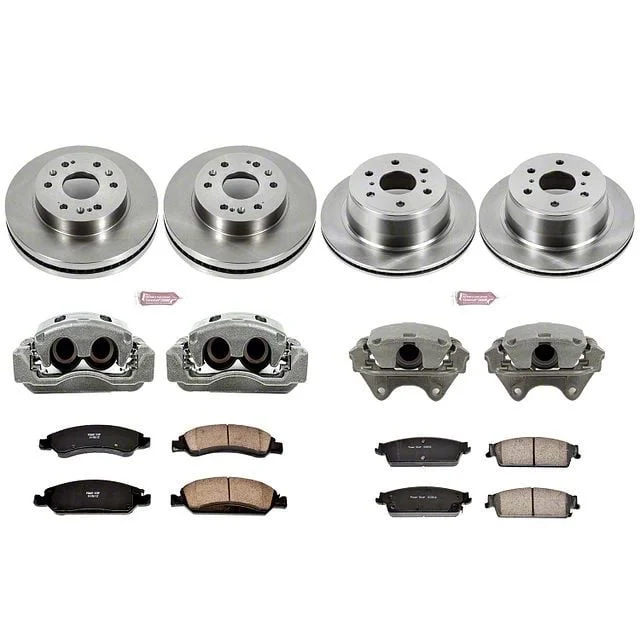 PowerStop OE Replacement 6-Lug Brake Rotor, Pad and Caliper Kit; Front and Rear (08-20 Tahoe, Excluding Police)