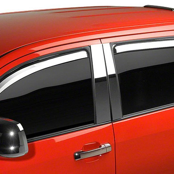 Putco Element Chrome Window Visors; Front and Rear (19-26 Sierra 1500 Double Cab)