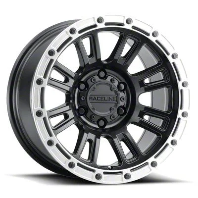 Raceline Compass Satin Black with Silver Ring 6-Lug Wheel; 17x8.5; 0mm Offset (07-14 Tahoe)