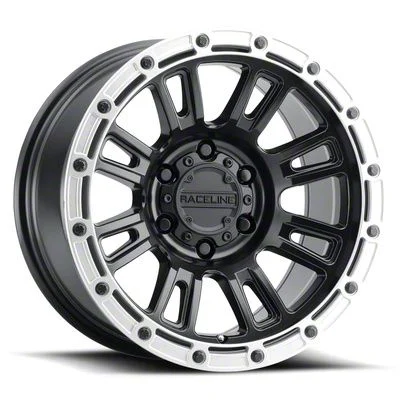 Raceline Compass Satin Black with Silver Ring 6-Lug Wheel; 18x9; -12mm Offset (07-14 Tahoe)