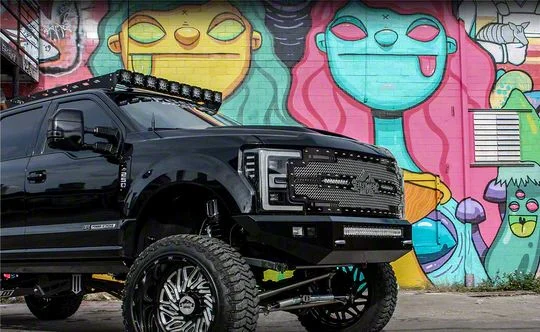 RACKTEC Phantom Series Gen 2 Roof Rack; 6-Light Front Mounting Brackets (17-26 F-350 Super Duty SuperCrew)
