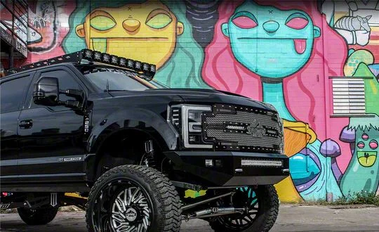 RACKTEC Phantom Series Gen 2 Roof Rack; 9-Light Front Mounting Brackets (17-26 F-350 Super Duty SuperCrew)
