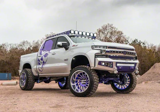 RACKTEC Phantom Series Gen 2 Roof Rack; 6-Light Front Mounting Brackets (20-26 Silverado 2500 HD Crew Cab)