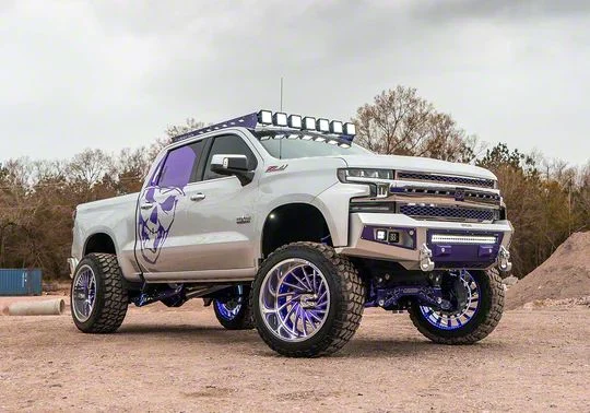 RACKTEC Phantom Series Gen 2 Roof Rack; 9-Light Front Mounting Brackets (20-26 Silverado 3500 HD Crew Cab)