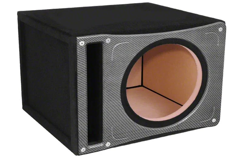 12-Inch Single Vented Slammer Carbon Fiber Black Subwoofer Enclosure (Universal; Some Adaptation May Be Required)