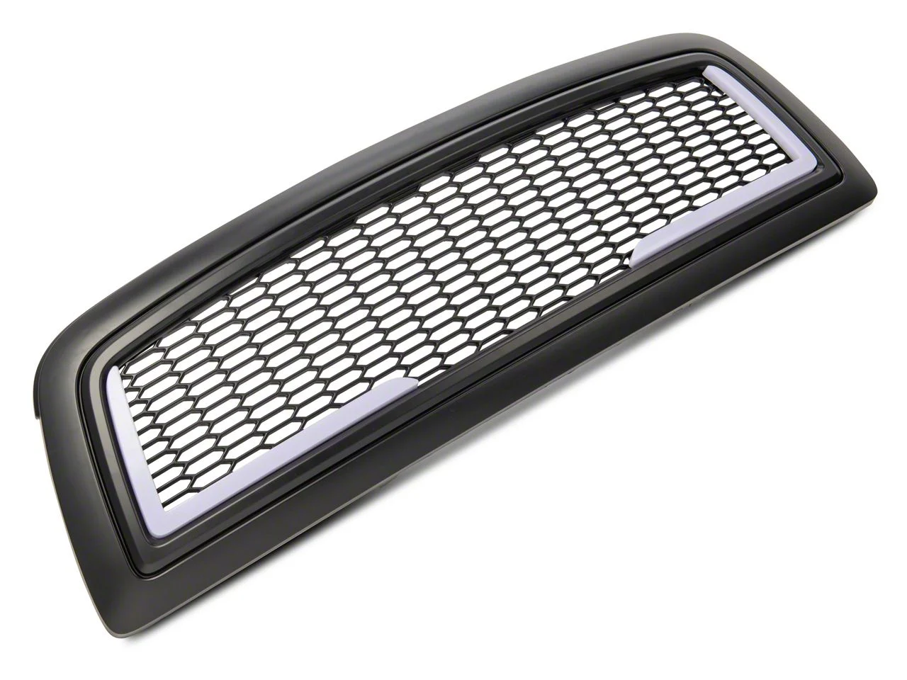 Honeycomb Mesh Style Upper Replacement Grille with LED DRL Lights; Matte Black (09-12 RAM 1500)