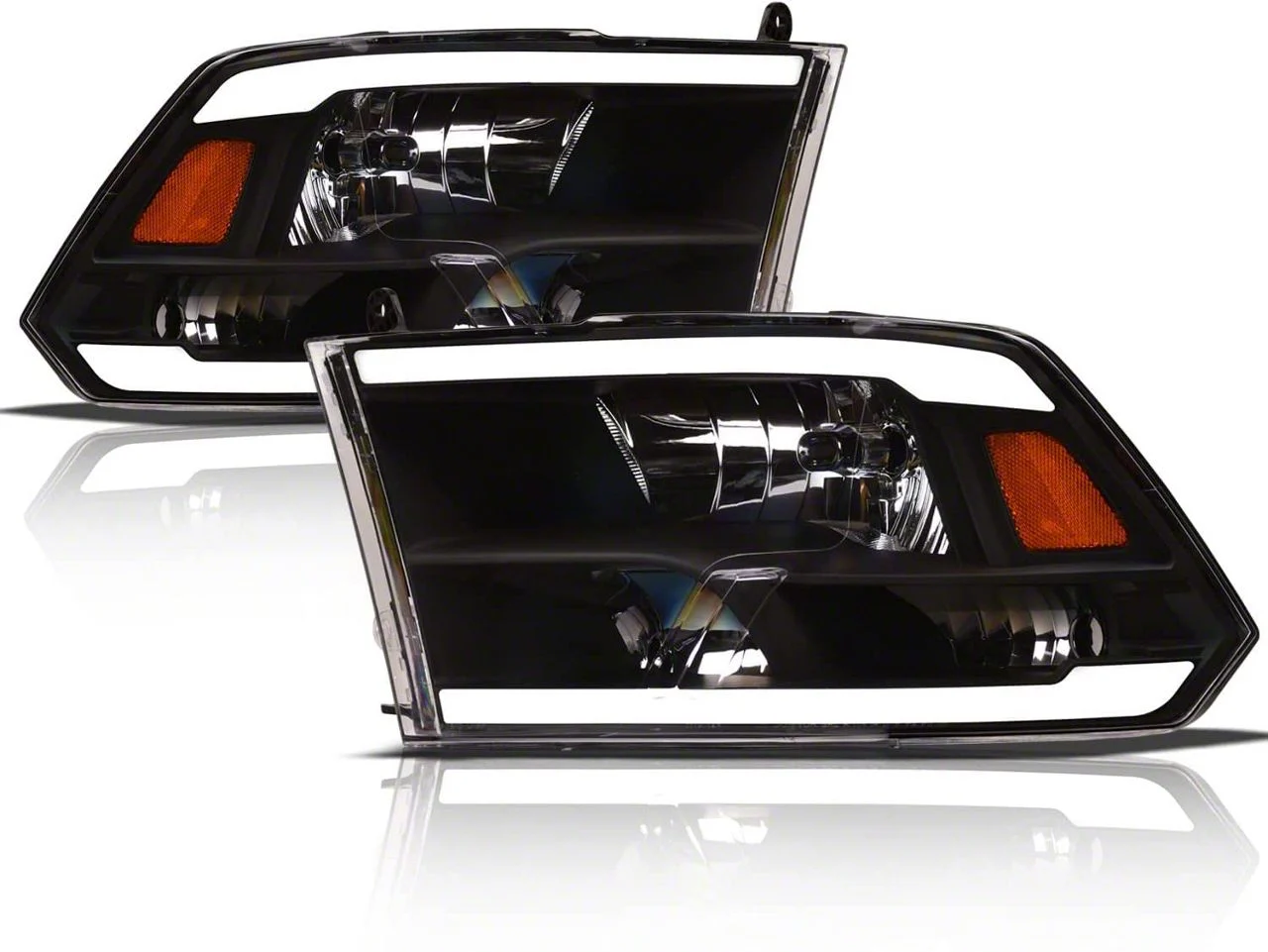 LM Series Headlights; Black Housing; Clear Lens (09-18 RAM 1500 w/ Factory Halogen Non-Projector Headlights)