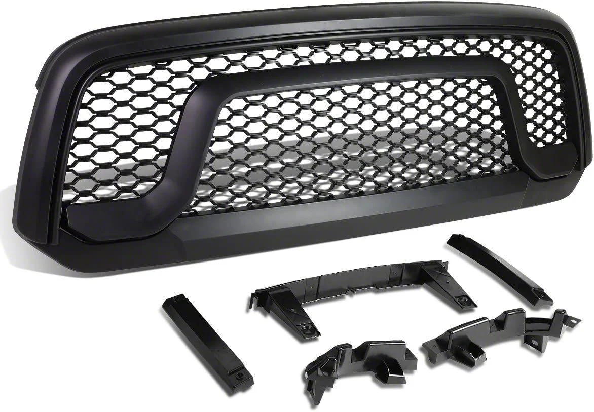 Rebel Style Upper Replacement Grille; Matte Black (13-18 RAM 1500, Excluding Rebel)