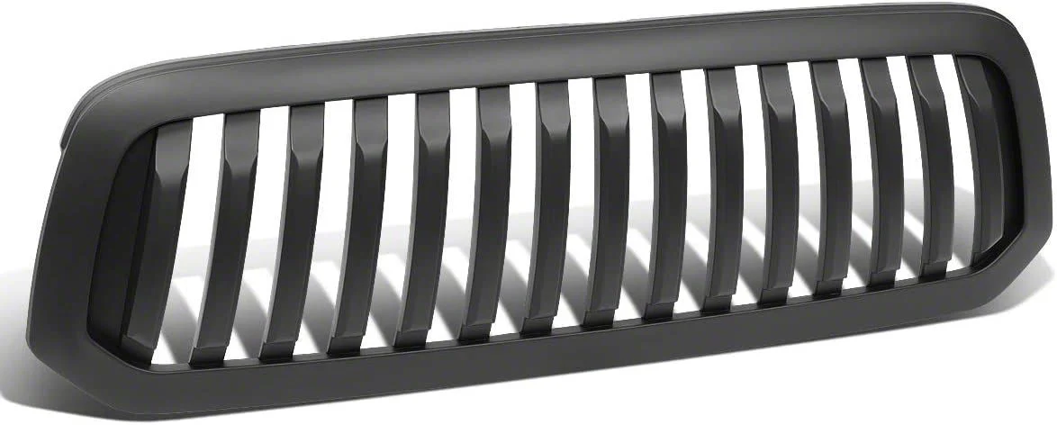 Vertical Fence Style Upper Replacement Grille; Matte Black (13-18 RAM 1500, Excluding Rebel)