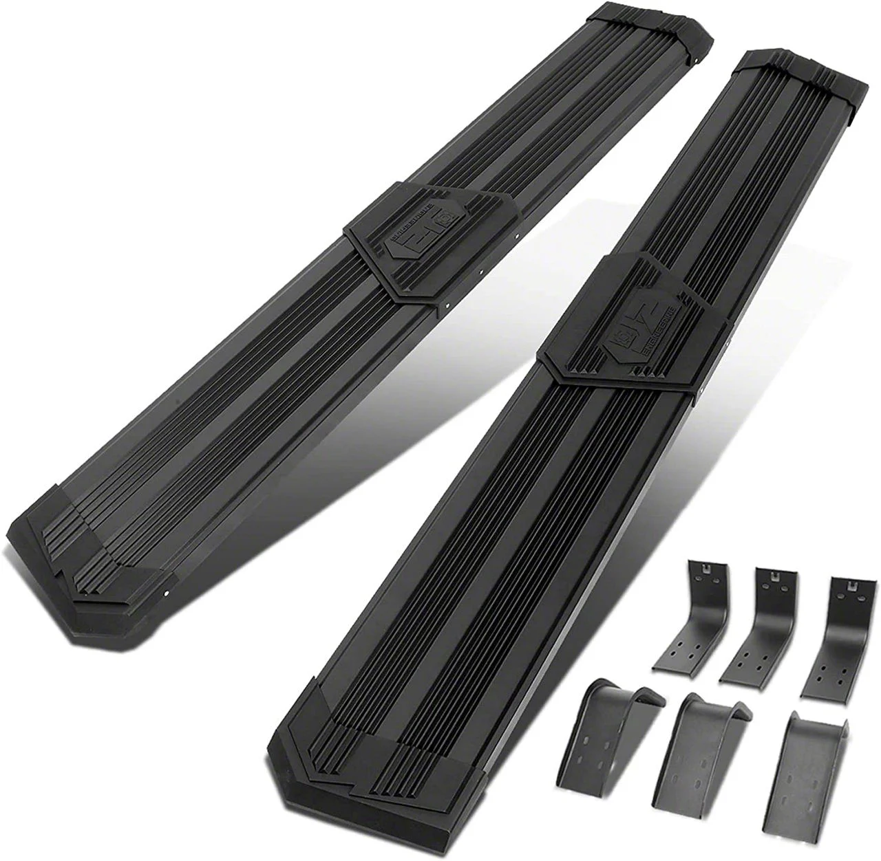 10-Inch Pleated Step Bar Running Boards; Black (10-18 RAM 2500 Crew Cab)