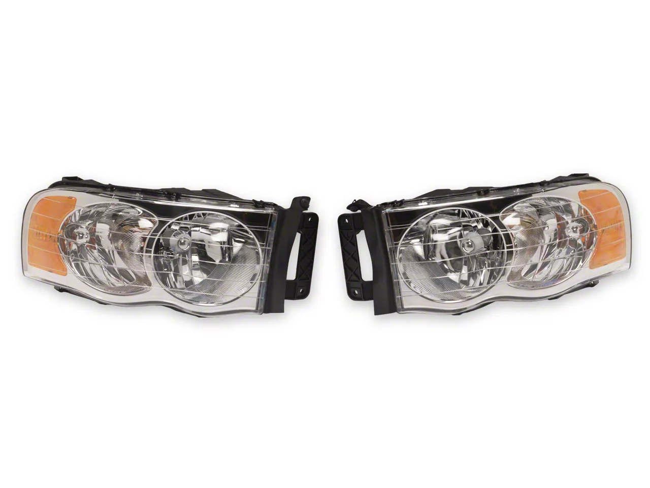 Headlights with Amber Corners; Chrome Housing; Clear Lens (03-05 RAM 2500)