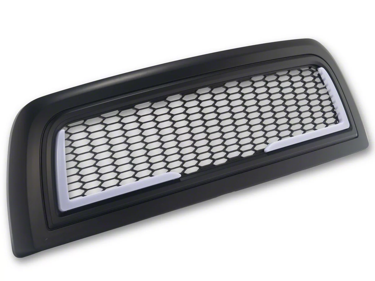 Honeycomb Mesh Style Upper Replacement Grille with LED DRL Lights; Matte Black (10-18 RAM 2500)