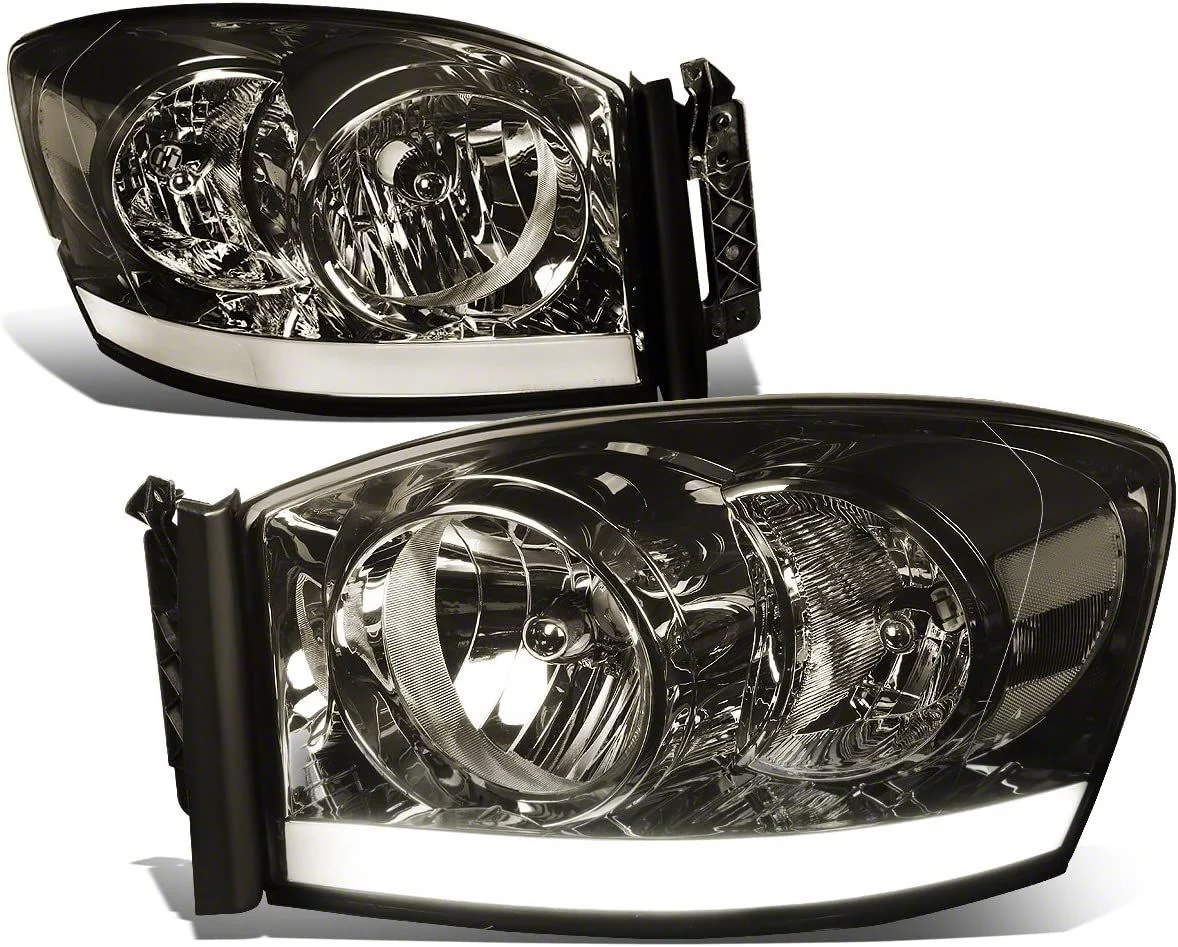 LED DRL Headlights; Chrome Housing; Smoked Lens (06-09 RAM 2500)