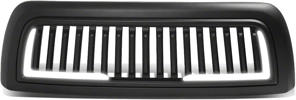 Vertical Fence Style Upper Replacement Grille with LED DRL Light; Matte Black (10-18 RAM 2500)