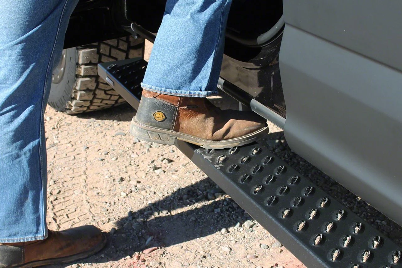 Raptor Series 6.50-Inch Sawtooth Slide Track Running Boards; Black Textured (17-26 F-350 Super Duty SuperCab)