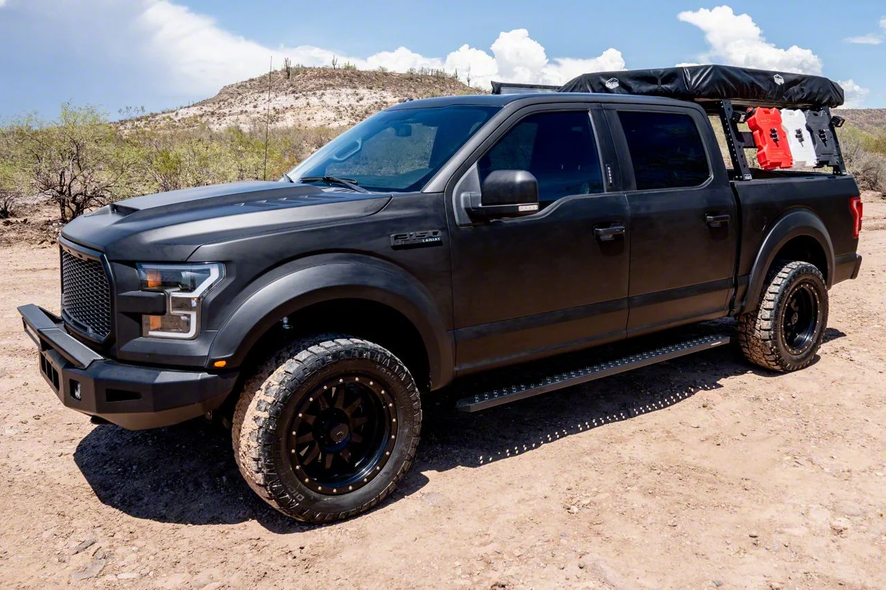 Raptor Series 6.50-Inch Sawtooth Slide Track Running Boards; Black Textured (17-26 F-350 Super Duty SuperCrew)