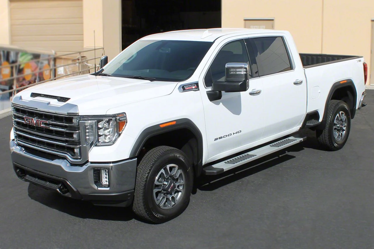 Raptor Series 6-Inch OEM Style Slide Track Running Boards; Brushed Aluminum (20-26 Sierra 2500 HD Crew Cab)