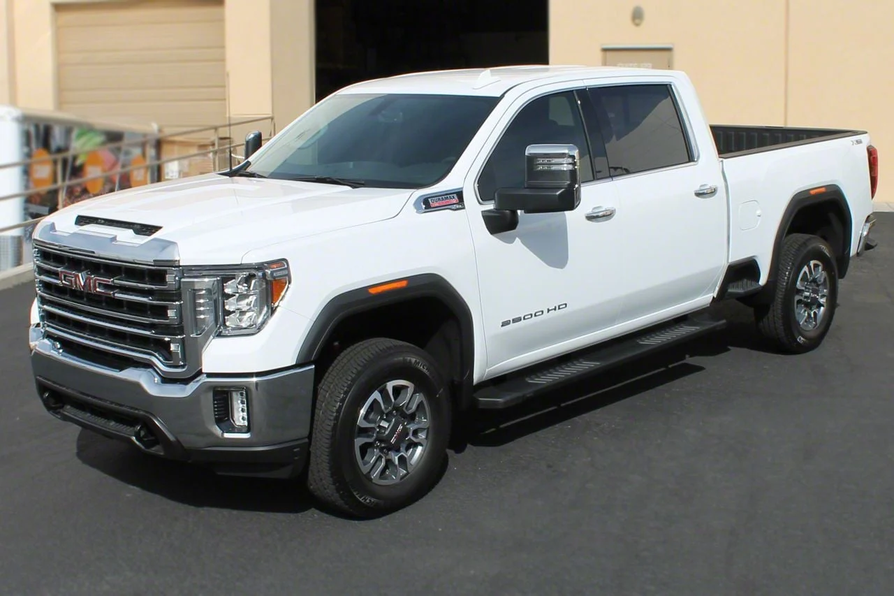 Raptor Series 6-Inch OEM Style Slide Track Running Boards; Black Textured (20-26 Sierra 3500 HD Crew Cab)