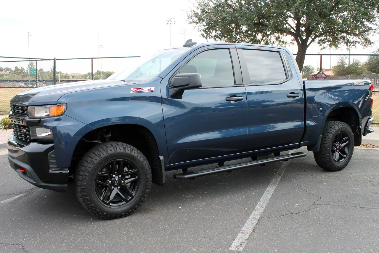 Raptor Series 5-Inch OEM Style Full Tread Slide Track Running Boards; Black Textured (20-26 Silverado 3500 HD Crew Cab)