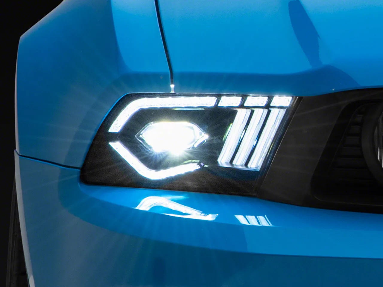 Raxiom LED Projector Headlights; Black Housing; Clear Lens (10-12 Mustang w/ Factory Halogen Headlights)