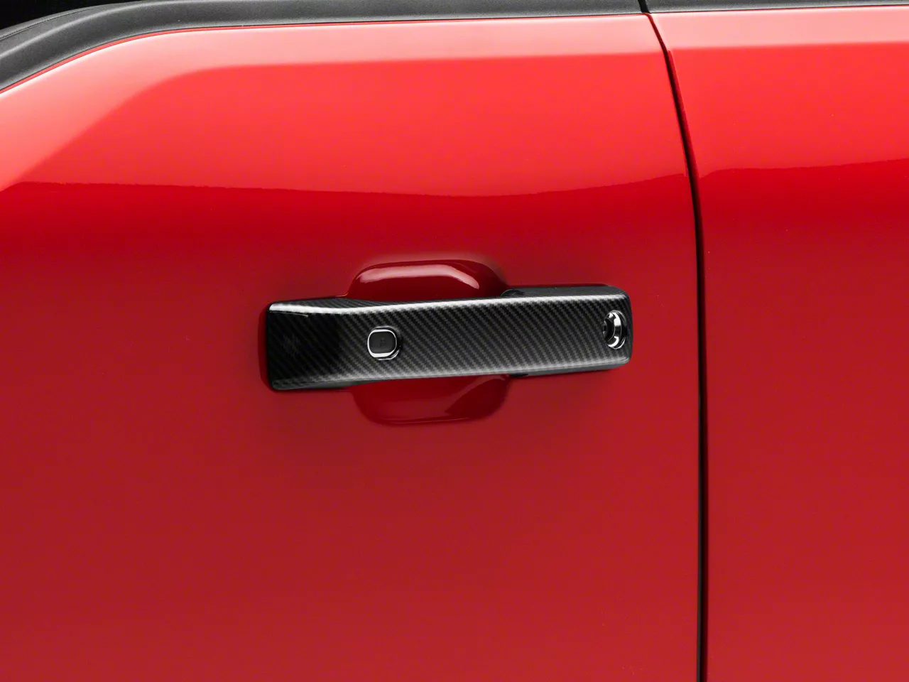 RedRock Front and Rear Door Handle Covers; Carbon Fiber (21-26 F-150 SuperCrew w/ Smart Key Button)