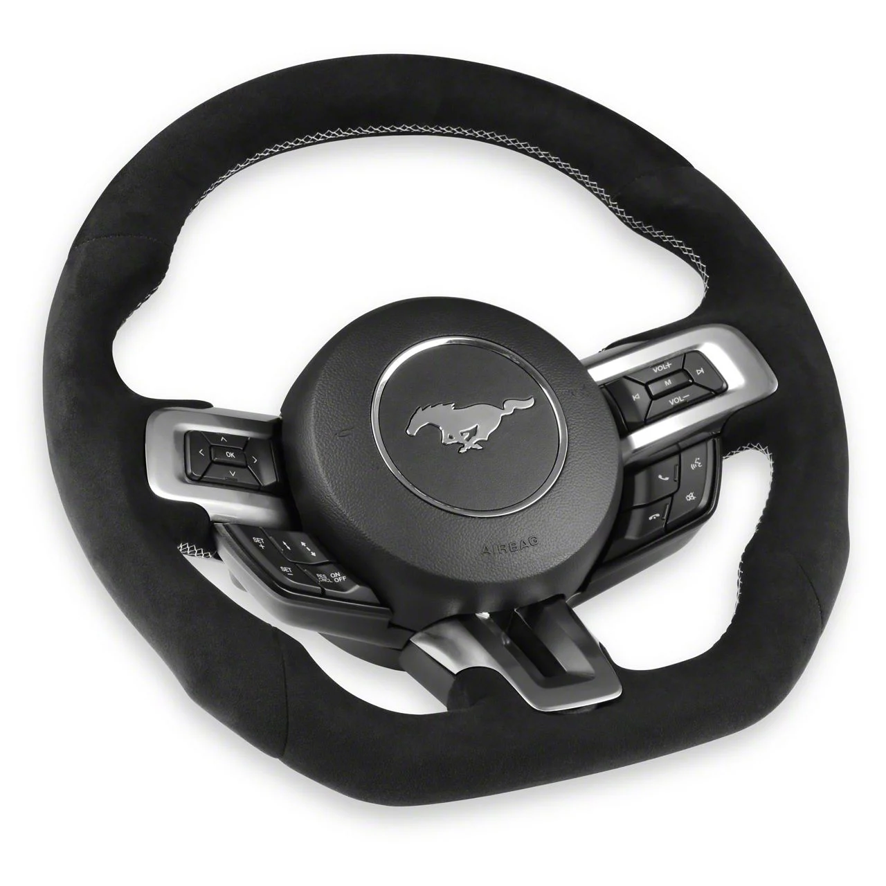 Drake Muscle Cars Steering Wheel; Alcantara (15-17 Mustang w/ Heated Steering Wheel)