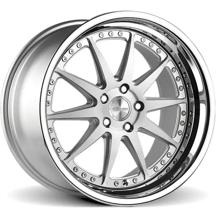 Rennen CSL-1 Silver Brushed with Chrome Step Lip Wheel; 20x10; 18mm Offset (11-23 RWD Charger, Excluding Widebody)