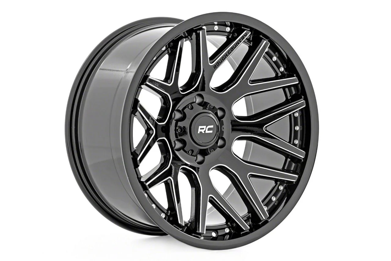 Rough Country 95 Series Gloss Black Machined 6-Lug Wheel; 20x10; -25mm Offset (07-14 Tahoe)