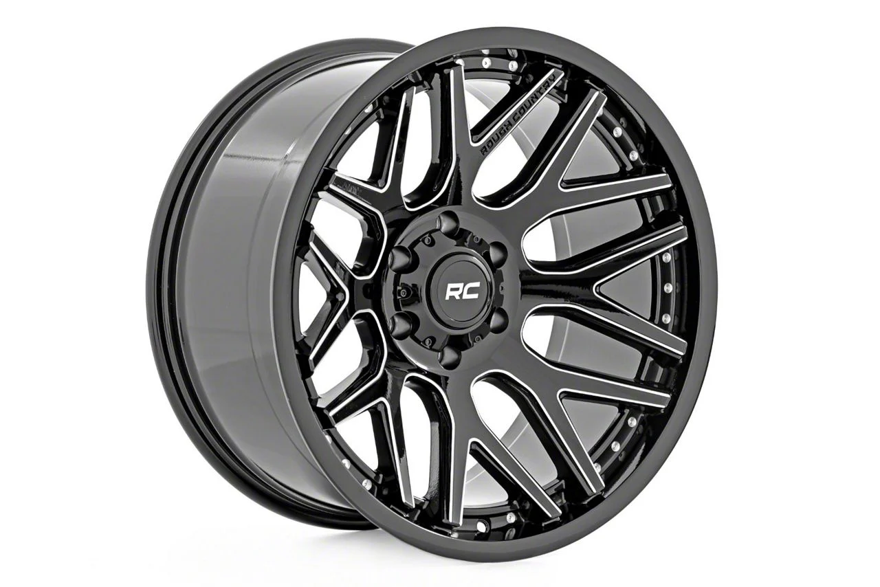 Rough Country 95 Series Gloss Black Machined 6-Lug Wheel; 20x10; -25mm Offset (15-20 Tahoe)