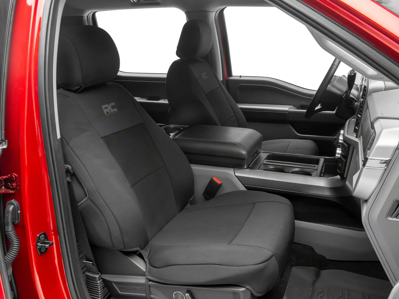 Rough Country Neoprene Front and Rear Seat Covers; Black (15-23 F-150 SuperCrew XL, XLT)