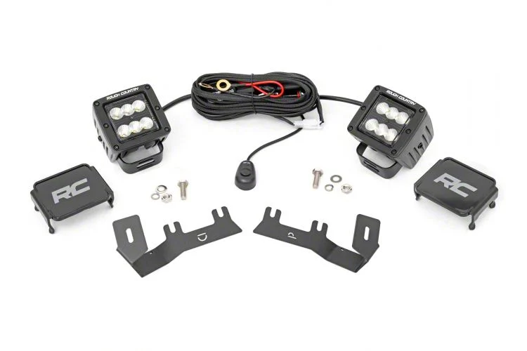 Rough Country Offroad Black Series LED Ditch Light Kit; Flood Beam (14-18 Silverado 1500)