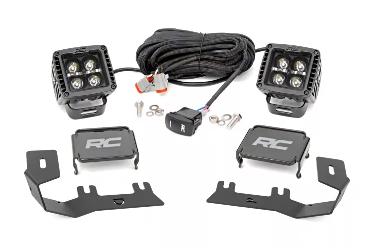 Rough Country Offroad Black Series White DRL LED Ditch Light Kit; Spot Beam (14-18 Silverado 1500)
