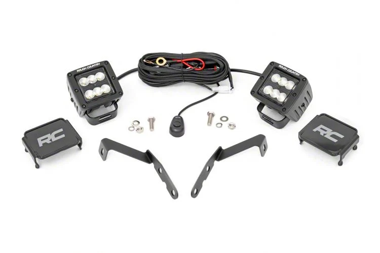 Rough Country Offroad Black Series LED Ditch Light Kit; Flood Beam (07-14 Silverado 3500 HD)
