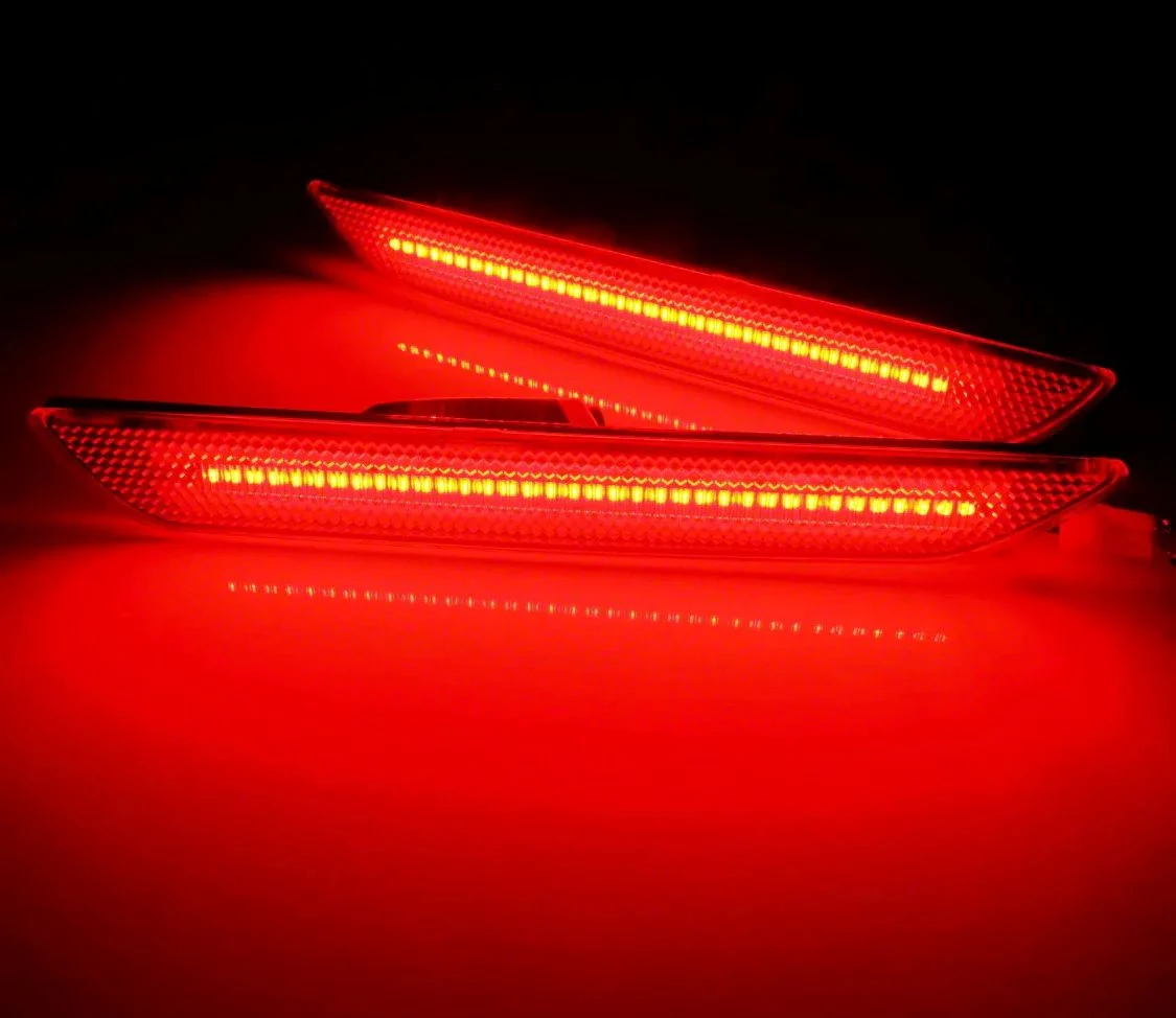 S550 Euros Rear Side Marker Lights; White LED; Red Lens (15-23 Mustang)