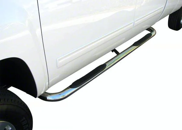 3-Inch Round Side Step Bars; Stainless Steel (04-18 Sierra 1500 Crew Cab)
