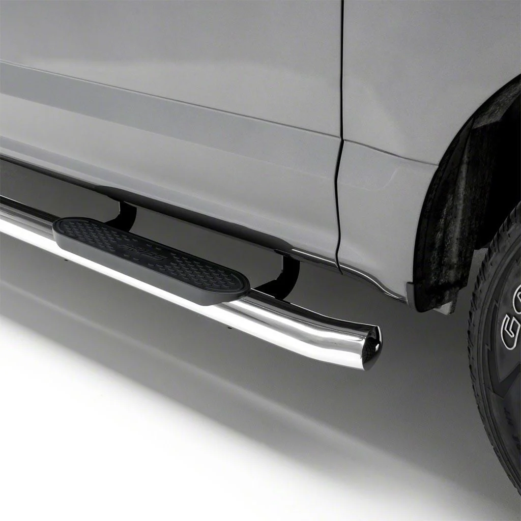 4-Inch Oval Side Step Bars; Stainless Steel (07-18 Sierra 1500 Crew Cab)