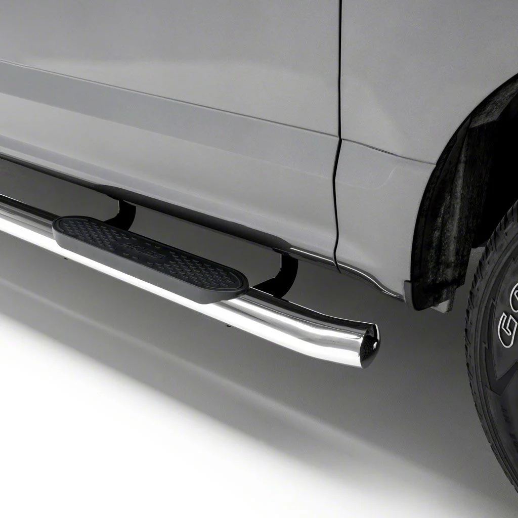 4-Inch Oval Side Step Bars; Stainless Steel (19-26 Sierra 1500 Crew Cab)