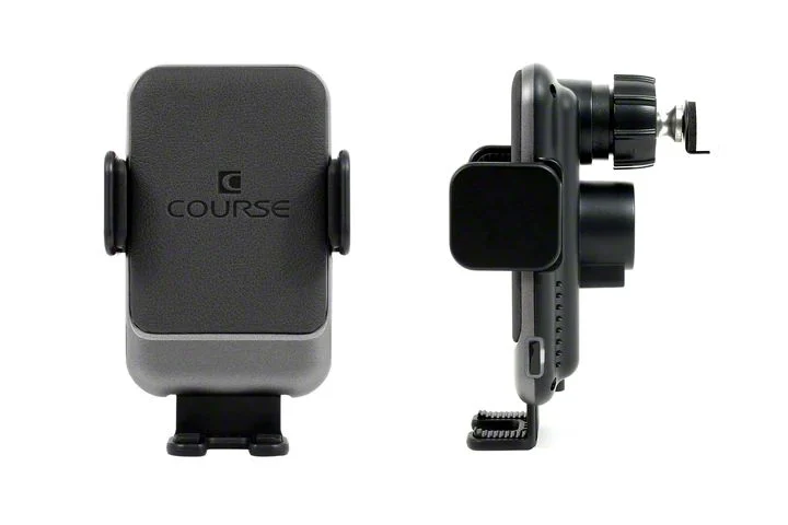 Direct Fit Phone Mount with Charging Auto Closing Cradle Head; Black (14-18 Sierra 1500)