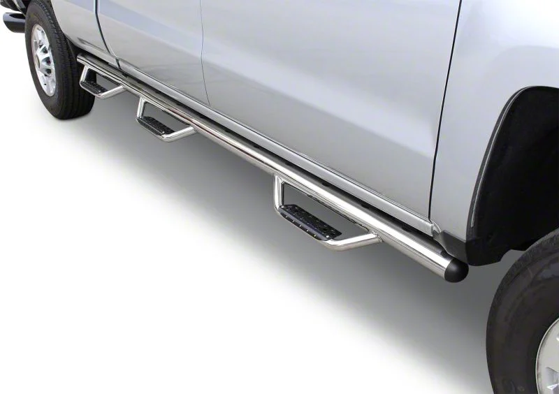 Go Rhino Dominator D3-1 Piece Wheel-to-Wheel Side Step Bars; Polished (07-13 Sierra 1500 Extended Cab w/ 8-Foot Long Box)
