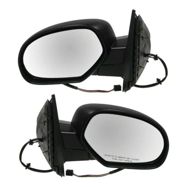Powered Heated Manual Folding Mirrors; Textured Black (07-13 Sierra 1500)