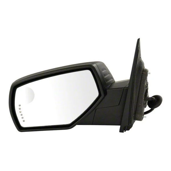 Powered Heated Memory Power Folding Mirror with Puddle Light; Spotter Glass and Turn Signal; Textured Black; Driver Side (14-18 Sierra 1500)