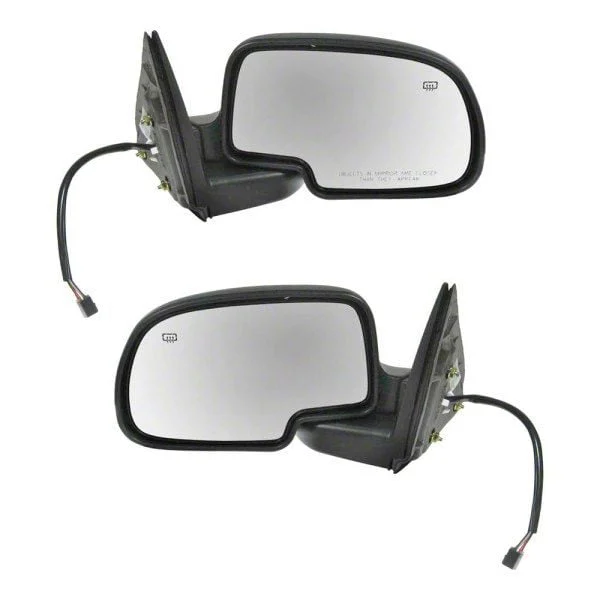 Powered Heated Mirrors with Puddle Lights; Gloss Black (03-06 Sierra 1500)