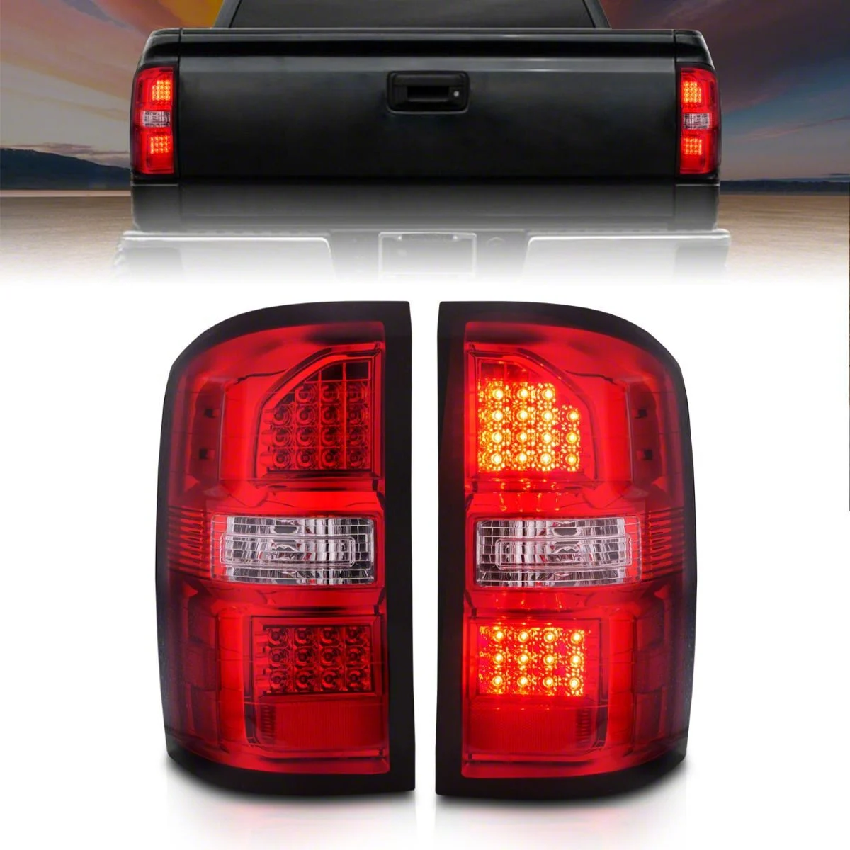 LED Tail Lights; Black Housing; Red Lens (15-19 Sierra 2500 HD w/ Factory Halogen Tail Lights)